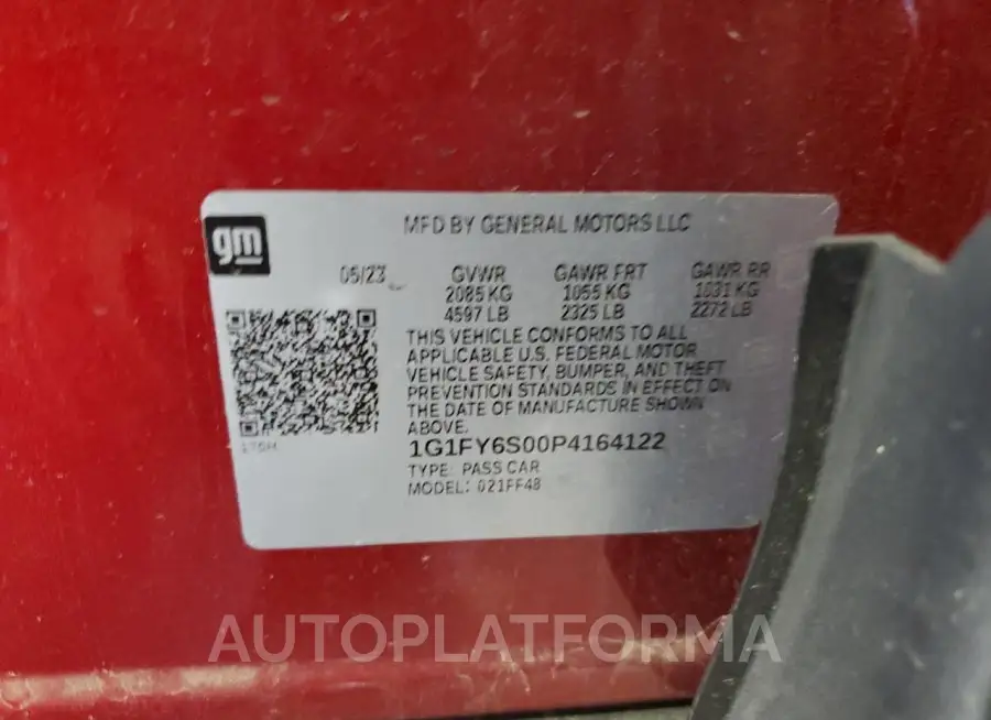 CHEVROLET BOLT EUV L 2023 vin 1G1FY6S00P4164122 from auto auction Copart