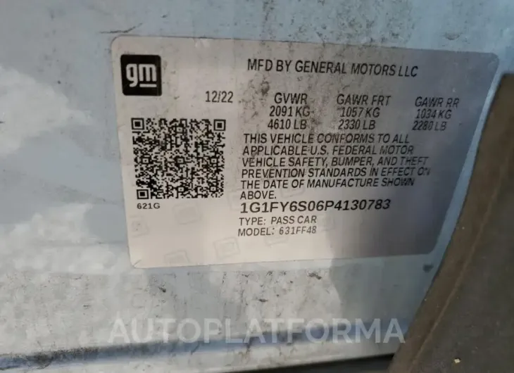 CHEVROLET BOLT EUV L 2023 vin 1G1FY6S06P4130783 from auto auction Copart