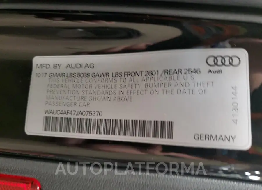 AUDI S4 PRESTIG 2018 vin WAUC4AF47JA075370 from auto auction Copart