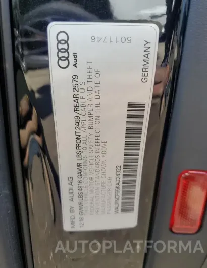 AUDI A5 PRESTIG 2019 vin WAUFNCF55KA024322 from auto auction Copart