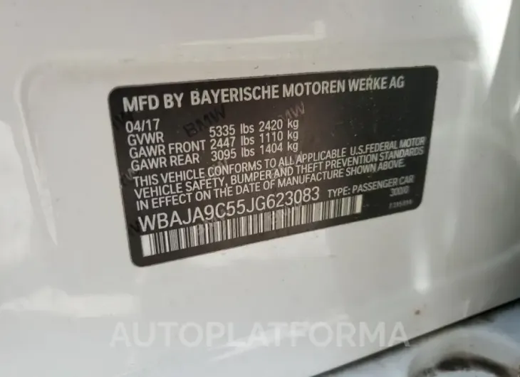 BMW 530E 2018 vin WBAJA9C55JG623083 from auto auction Copart