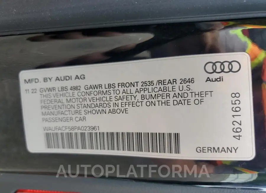 AUDI A5 PREMIUM 2023 vin WAUFACF58PA023961 from auto auction Copart