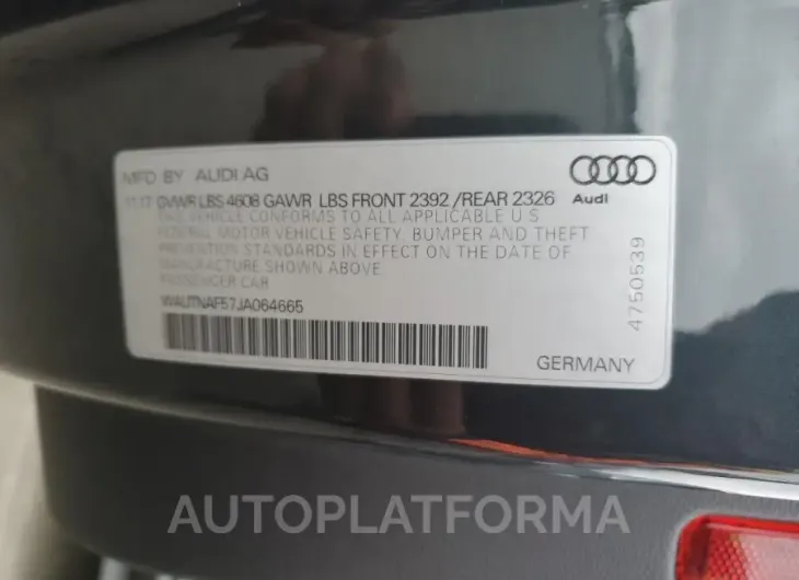 AUDI A5 PREMIUM 2018 vin WAUTNAF57JA064665 from auto auction Copart