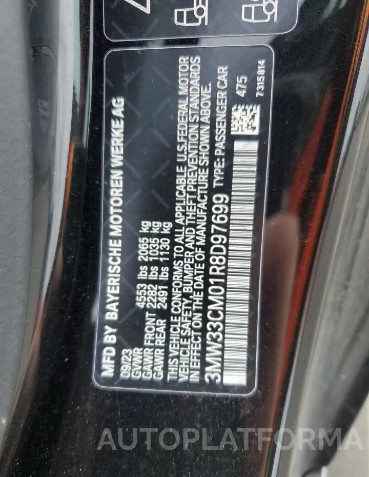 BMW 230XI 2024 vin 3MW33CM01R8D97699 from auto auction Copart