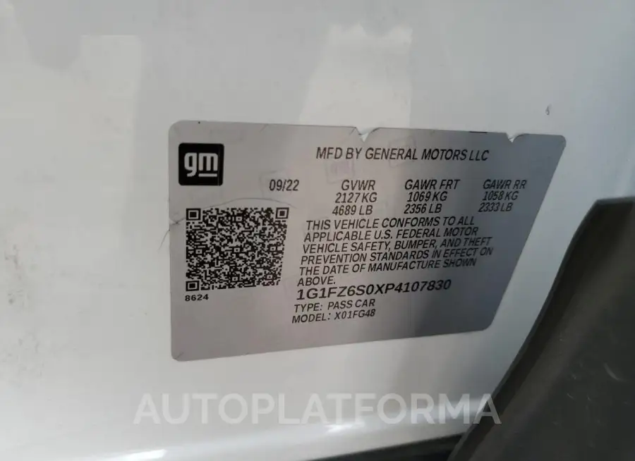 CHEVROLET BOLT EUV P 2023 vin 1G1FZ6S0XP4107830 from auto auction Copart