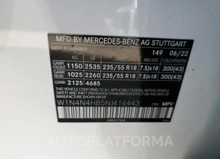 MERCEDES-BENZ GLA 250 4M 2022 vin W1N4N4HB5NJ416443 from auto auction Copart