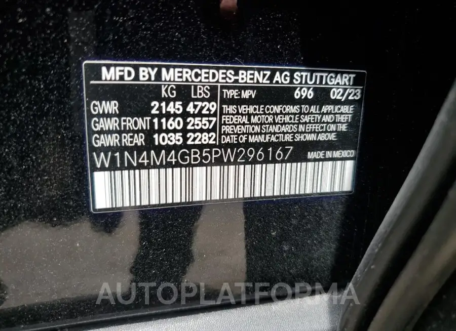 MERCEDES-BENZ GLB 250 2023 vin W1N4M4GB5PW296167 from auto auction Copart