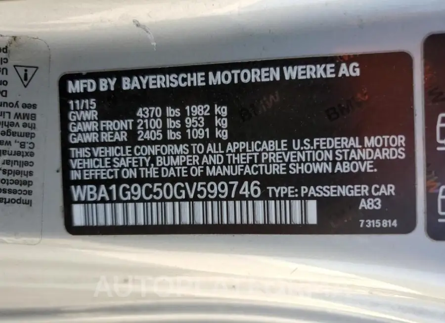 BMW 228 XI SUL 2016 vin WBA1G9C50GV599746 from auto auction Copart