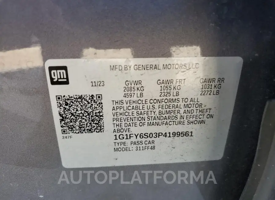 CHEVROLET BOLT EUV L 2023 vin 1G1FY6S03P4199561 from auto auction Copart