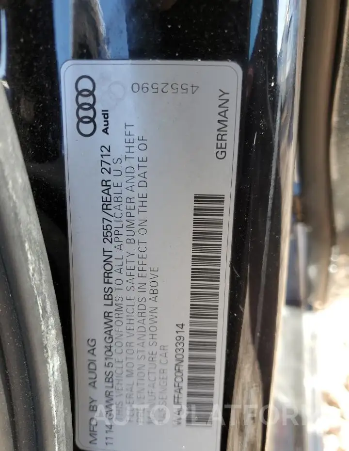 AUDI A6 PREMIUM 2015 vin WAUFFAFC0FN033914 from auto auction Copart