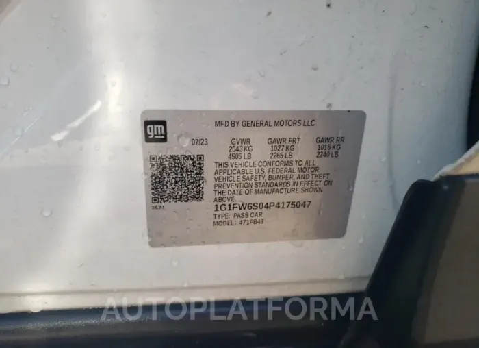 CHEVROLET BOLT EV 1L 2023 vin 1G1FW6S04P4175047 from auto auction Copart