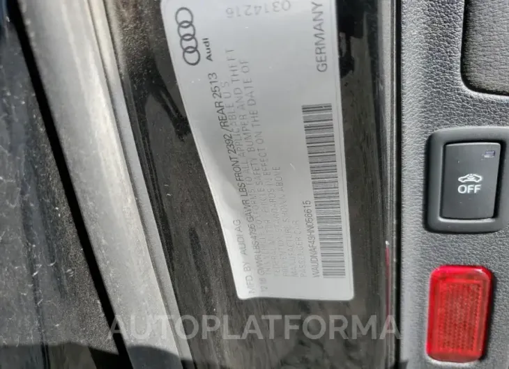 AUDI A4 PREMIUM 2017 vin WAUDNAF49HN056615 from auto auction Copart