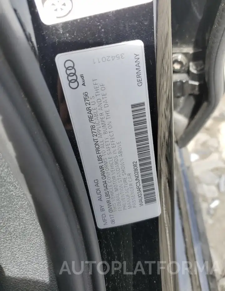 AUDI A6 PREMIUM 2018 vin WAUG3AFC3JN028082 from auto auction Copart