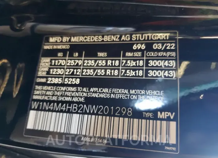 MERCEDES-BENZ GLB 250 4M 2022 vin W1N4M4HB2NW201298 from auto auction Copart