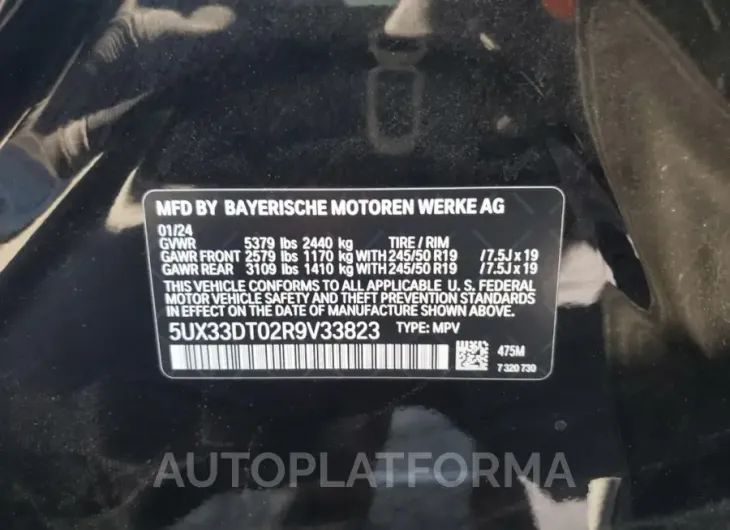 BMW X4 XDRIVE3 2024 vin 5UX33DT02R9V33823 from auto auction Copart