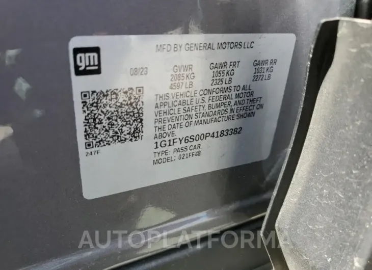 CHEVROLET BOLT EUV L 2023 vin 1G1FY6S00P4183382 from auto auction Copart