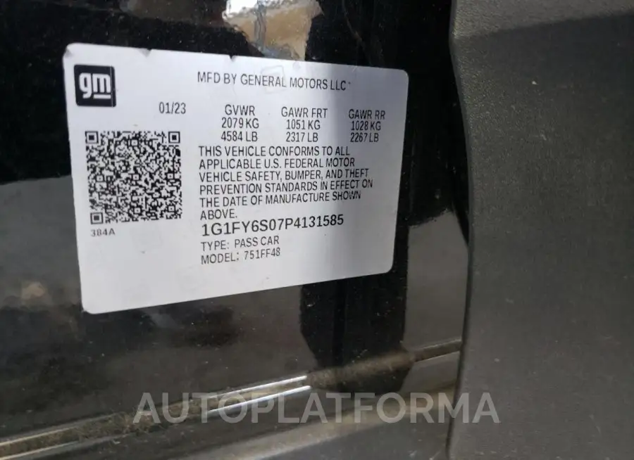 CHEVROLET BOLT EUV L 2023 vin 1G1FY6S07P4131585 from auto auction Copart