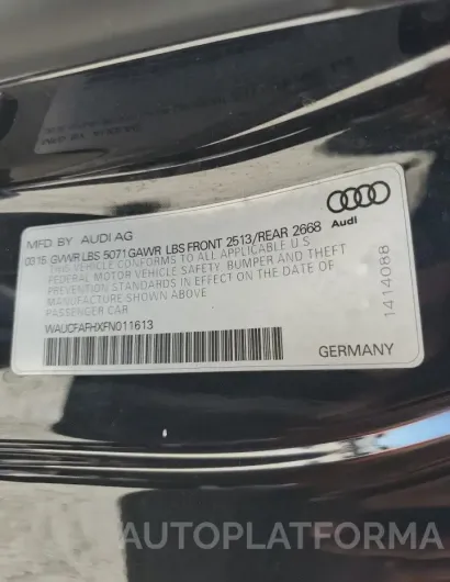 AUDI A5 PREMIUM 2015 vin WAUCFAFHXFN011613 from auto auction Copart