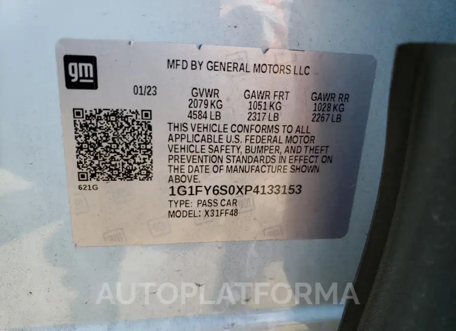 CHEVROLET BOLT EUV L 2023 vin 1G1FY6S0XP4133153 from auto auction Copart