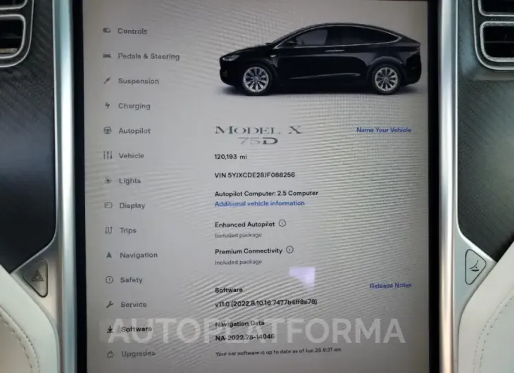 TESLA MODEL X 2018 vin 5YJXCDE28JF088256 from auto auction Copart