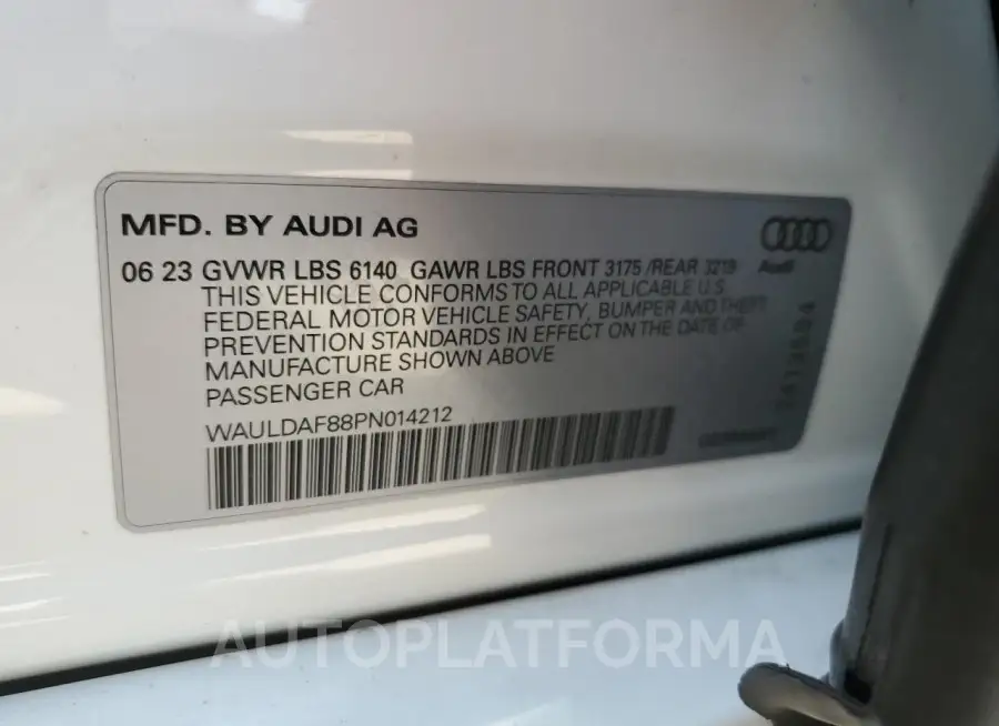 AUDI A8 L 2023 vin WAULDAF88PN014212 from auto auction Copart