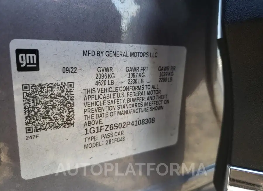 CHEVROLET BOLT EUV P 2023 vin 1G1FZ6S02P4108308 from auto auction Copart