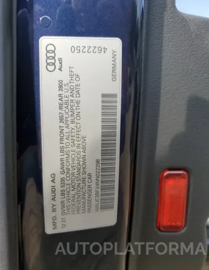 AUDI A6 PREMIUM 2022 vin WAUE3BF24NN022298 from auto auction Copart