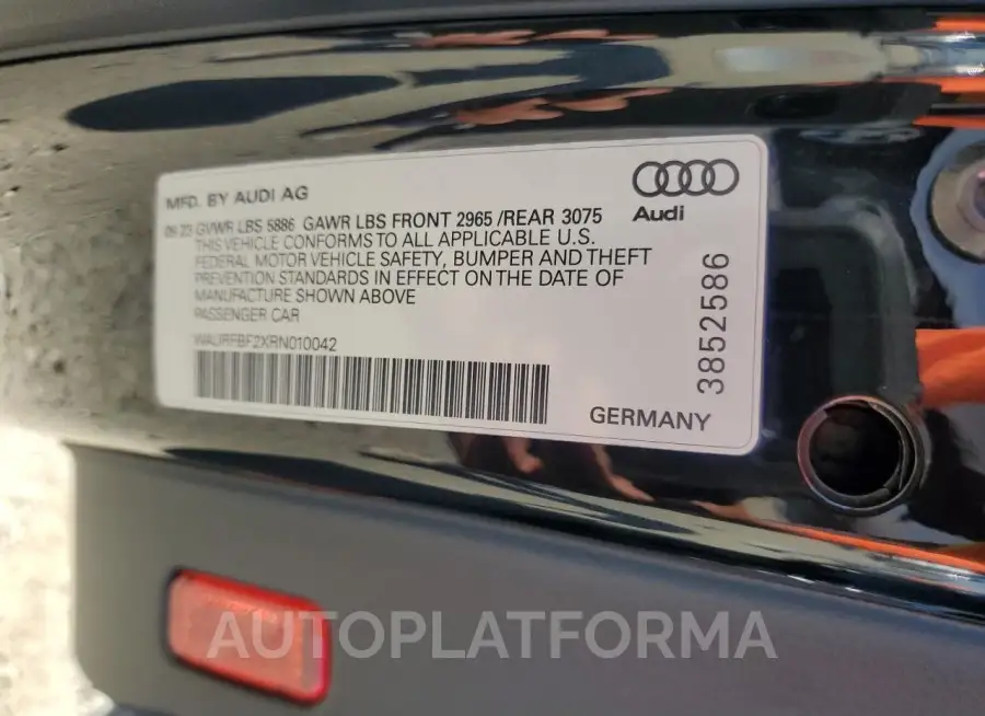 AUDI S7 PREMIUM 2024 vin WAURFBF2XRN010042 from auto auction Copart