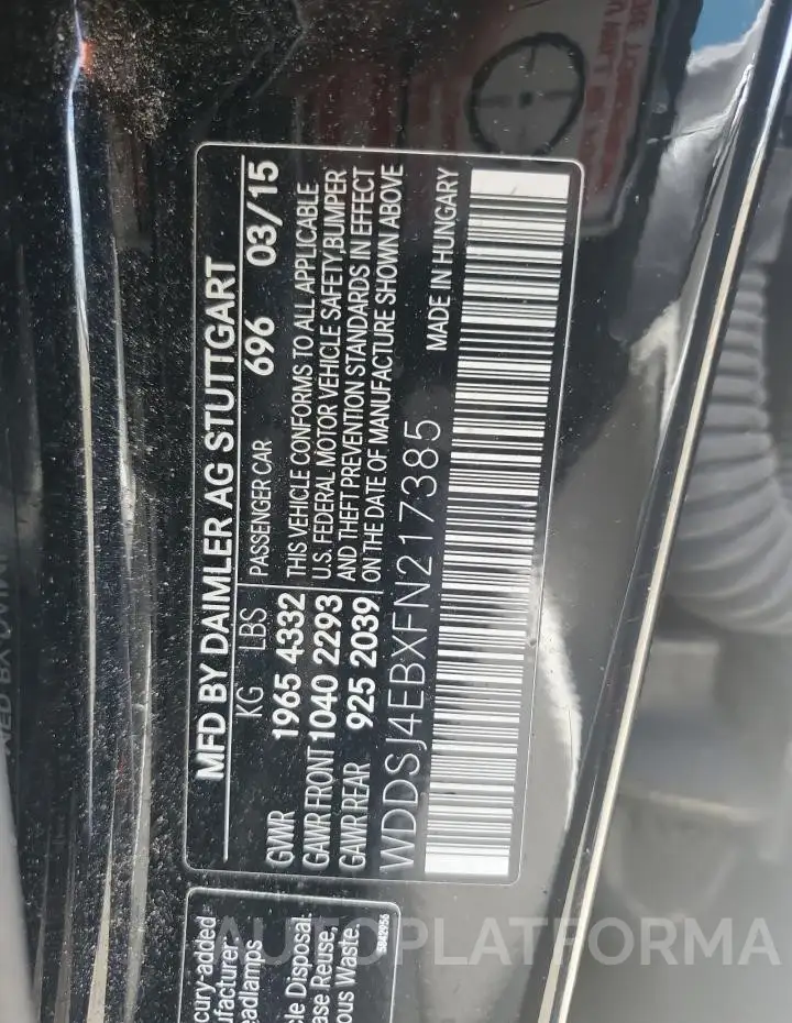 MERCEDES-BENZ CLA 250 2015 vin WDDSJ4EBXFN217385 from auto auction Copart