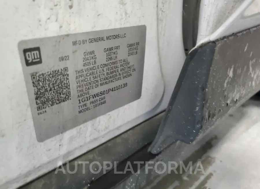 CHEVROLET BOLT EV 1L 2023 vin 1G1FW6S01P4110138 from auto auction Copart