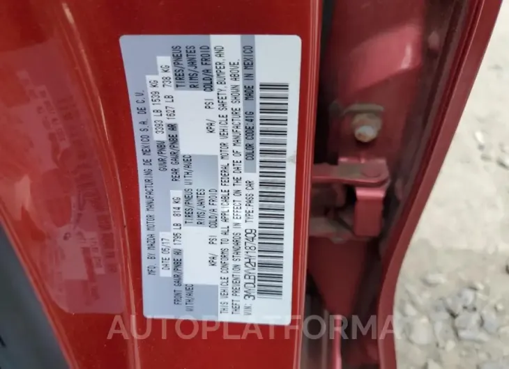 TOYOTA YARIS IA 2017 vin 3MYDLBYV2HY187409 from auto auction Copart