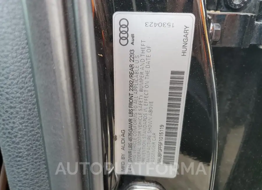 AUDI A3 PREMIUM 2015 vin WAUBFGFF5F1015119 from auto auction Copart