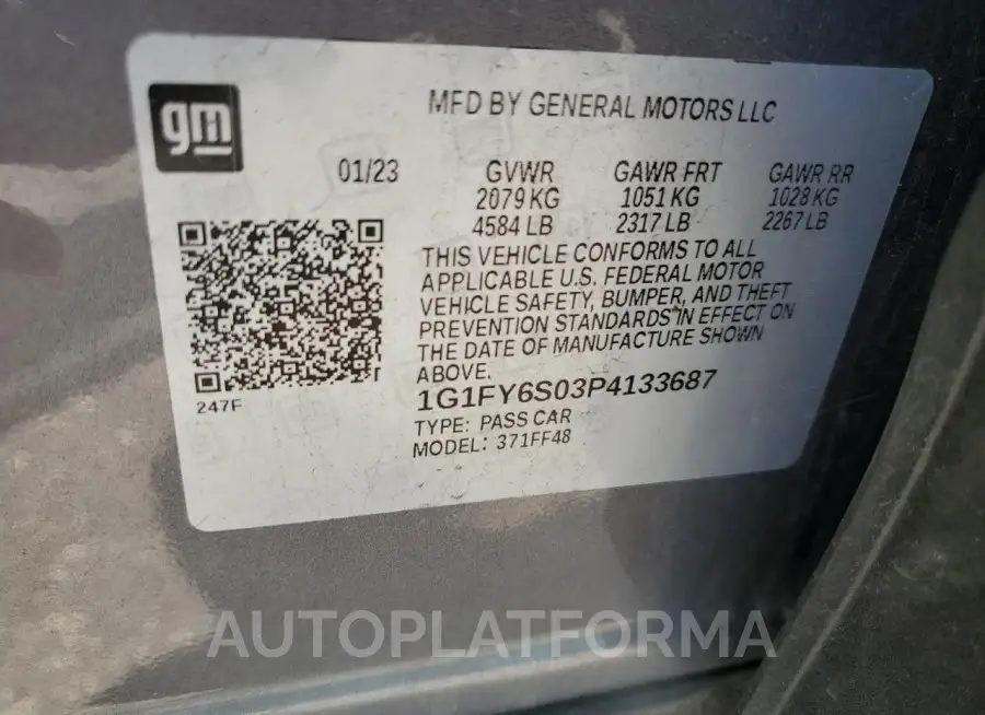 CHEVROLET BOLT EUV L 2023 vin 1G1FY6S03P4133687 from auto auction Copart