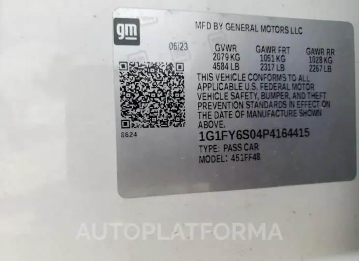 CHEVROLET BOLT EUV L 2023 vin 1G1FY6S04P4164415 from auto auction Copart