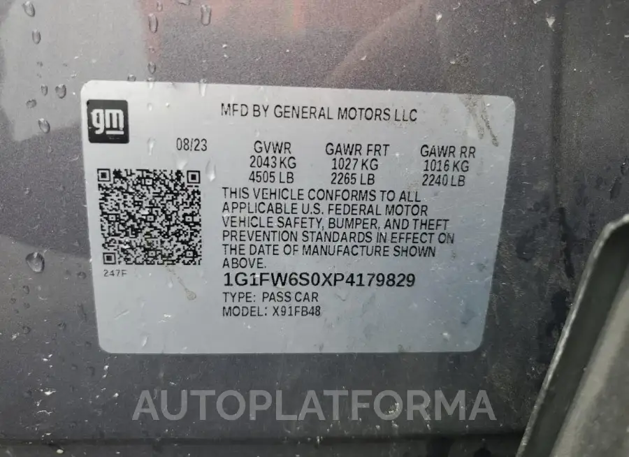 CHEVROLET BOLT EV 1L 2023 vin 1G1FW6S0XP4179829 from auto auction Copart