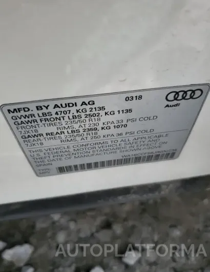 AUDI Q3 PREMIUM 2018 vin WA1BCCFS6JR030234 from auto auction Copart