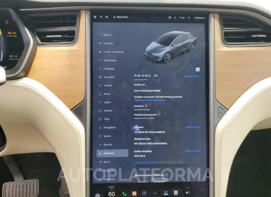 TESLA MODEL X 2020 vin 5YJXCBE28LF300158 from auto auction Copart