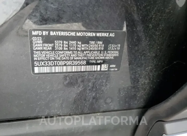 BMW X4 XDRIVE3 2023 vin 5UX33DT08P9R39568 from auto auction Copart