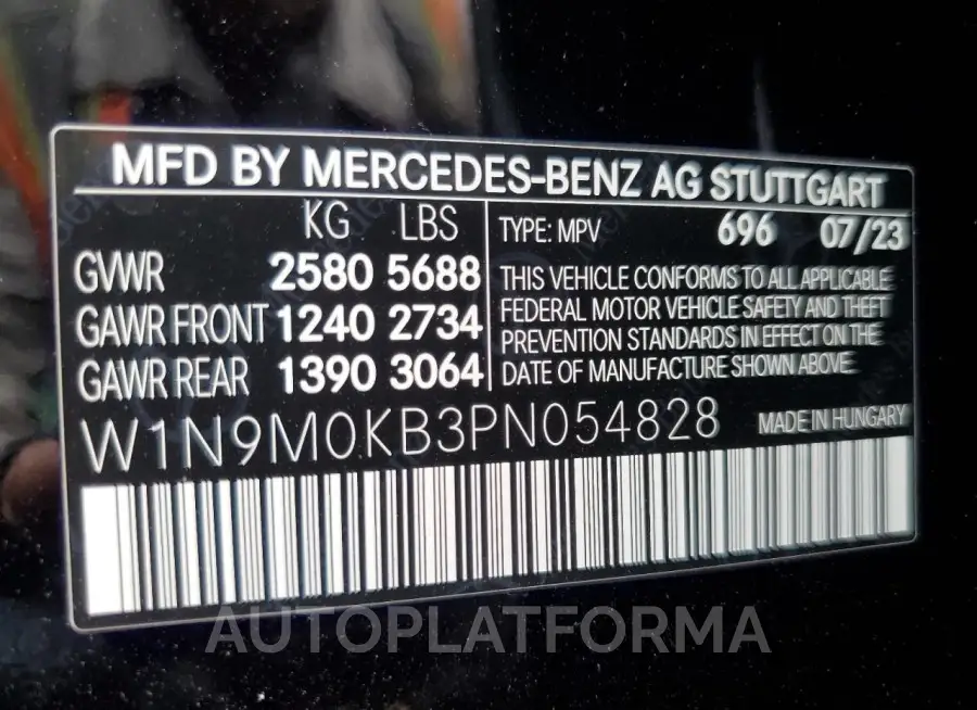 MERCEDES-BENZ EQB 300 4M 2023 vin W1N9M0KB3PN054828 from auto auction Copart