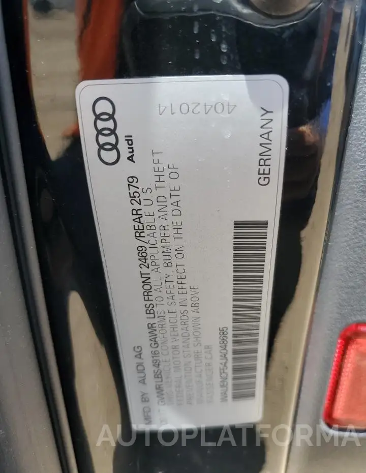 AUDI A5 PREMIUM 2018 vin WAUENCF54JA048685 from auto auction Copart