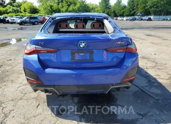 BMW I4 M50 2022 vin WBY33AW04NFM42431 from auto auction Copart