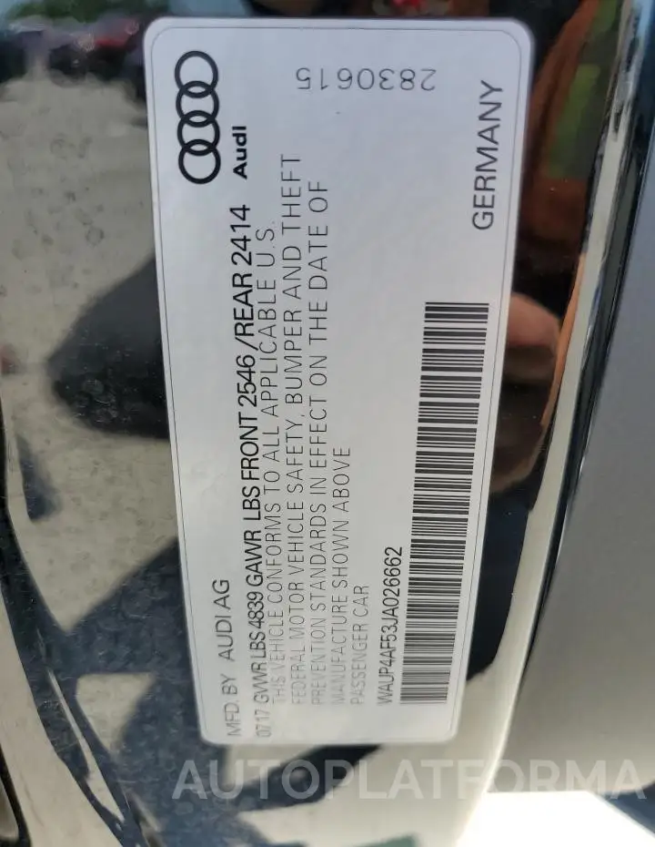 AUDI S5 PREMIUM 2018 vin WAUP4AF53JA026662 from auto auction Copart