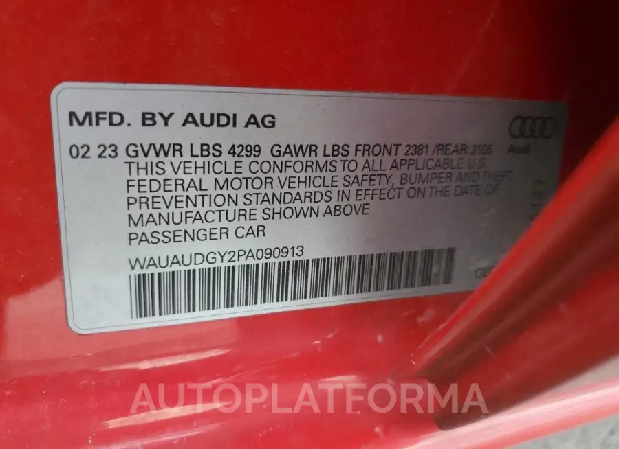 AUDI A3 PREMIUM 2023 vin WAUAUDGY2PA090913 from auto auction Copart