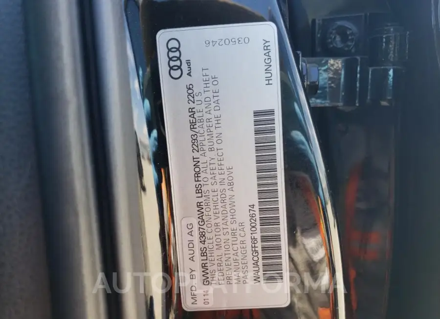 AUDI A3 PREMIUM 2015 vin WAUACGFF6F1002674 from auto auction Copart