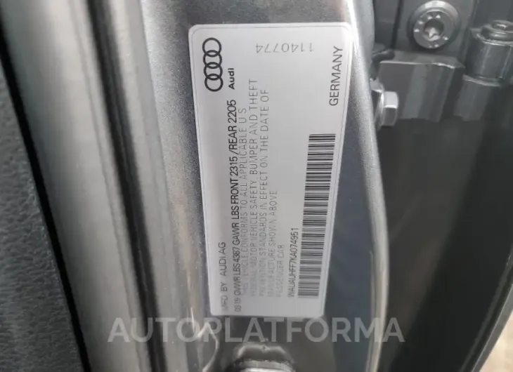 AUDI A3 PREMIUM 2019 vin WAUAUHFF7KA074951 from auto auction Copart