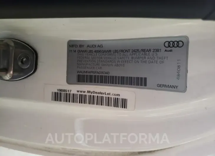 AUDI A5 PREMIUM 2015 vin WAUMFAFR5FA035340 from auto auction Copart