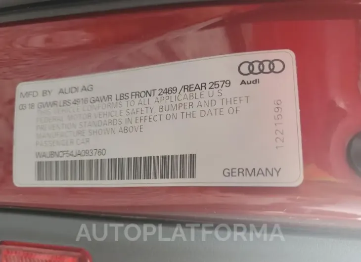 AUDI A5 PREMIUM 2018 vin WAUBNCF54JA093760 from auto auction Copart