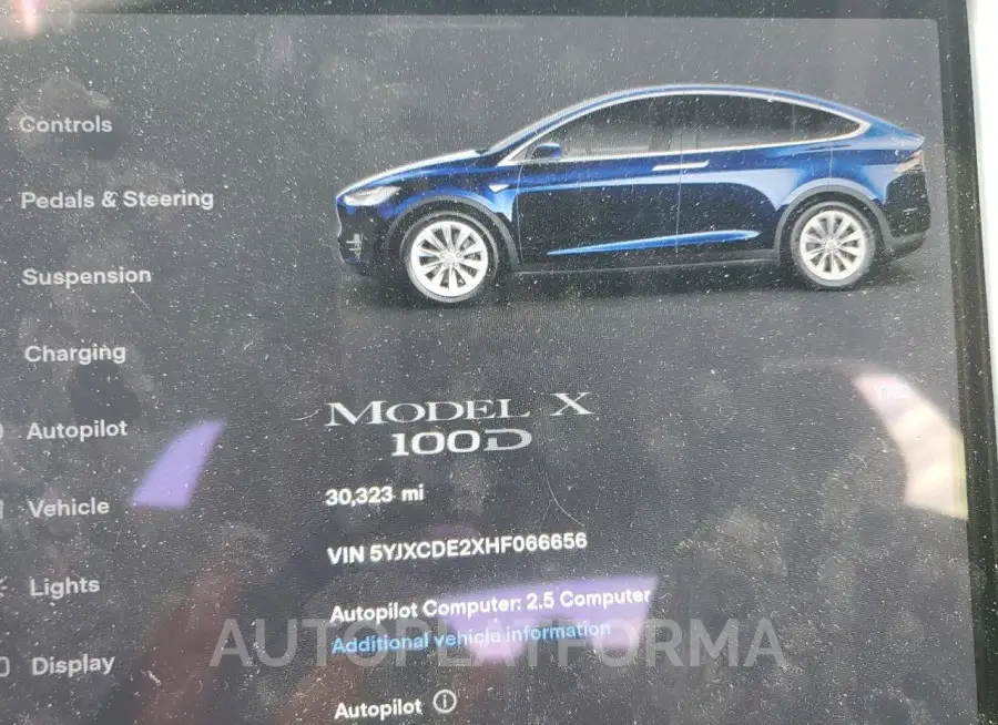 TESLA MODEL X 2017 vin 5YJXCDE2XHF066656 from auto auction Copart