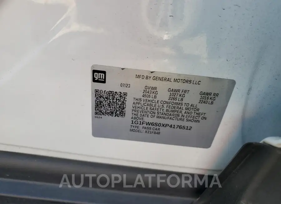 CHEVROLET BOLT EV 1L 2023 vin 1G1FW6S0XP4176512 from auto auction Copart