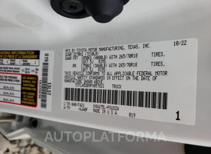 TOYOTA TUNDRA CRE 2023 vin 5TFLA5DB9PX057821 from auto auction Copart